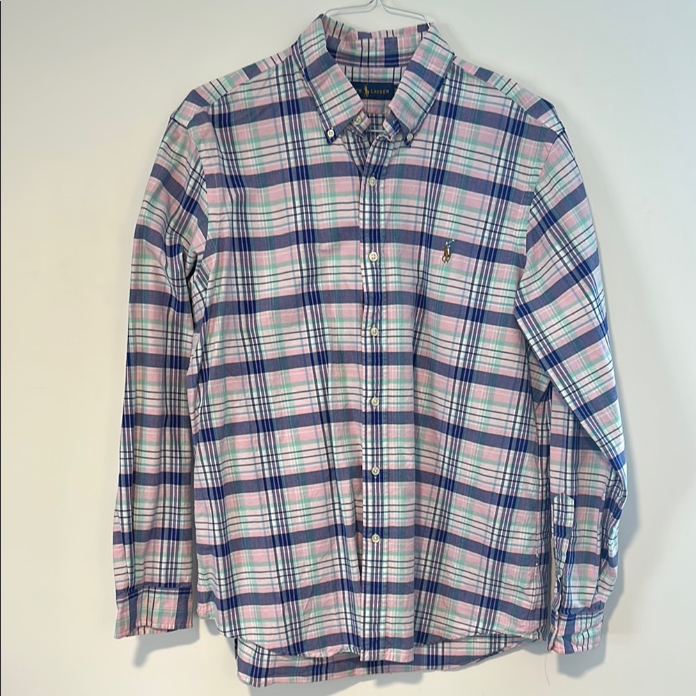 Ralph Lauren Casual Pink and Blue Button Down Shirt